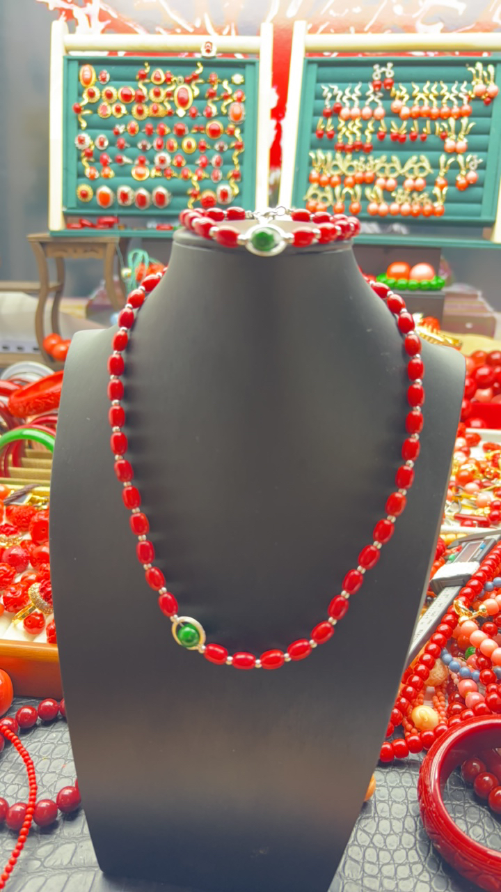 6毫米枣珠套装手链加项链一套