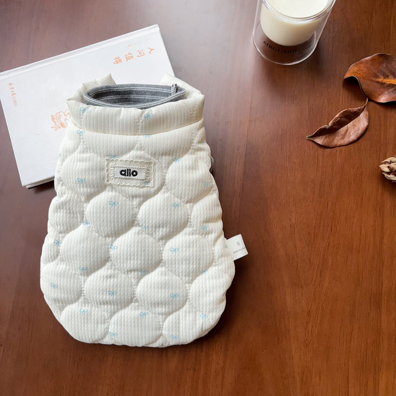 冬季可爱棉服蓝色蝴蝶结马甲秋冬狗狗衣服泰迪比熊