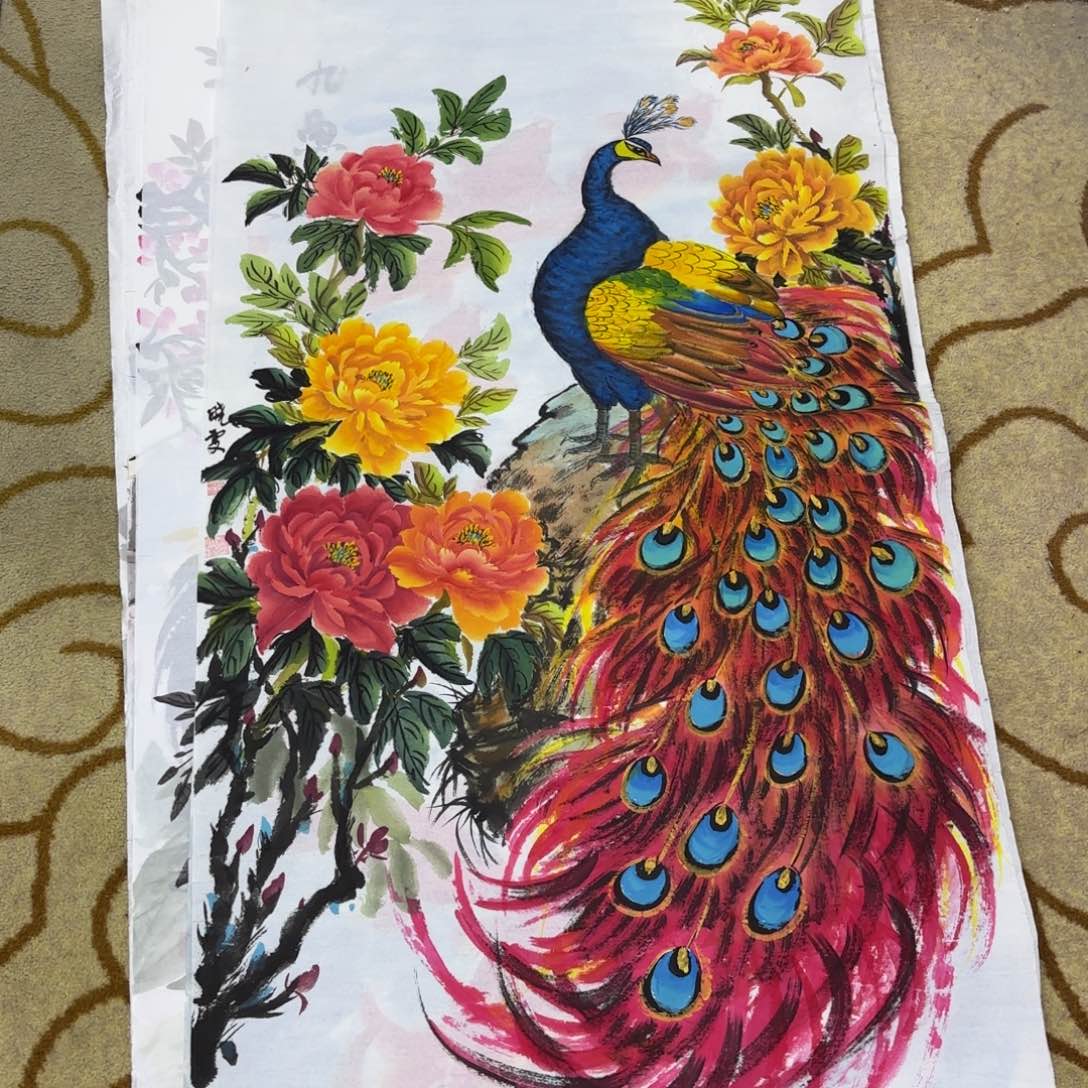 国画四尺花鸟作品童