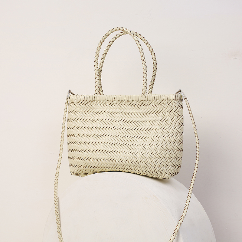 Dragon法式小众设计牛皮手工编织包包真皮手提菜篮子包单肩斜挎女