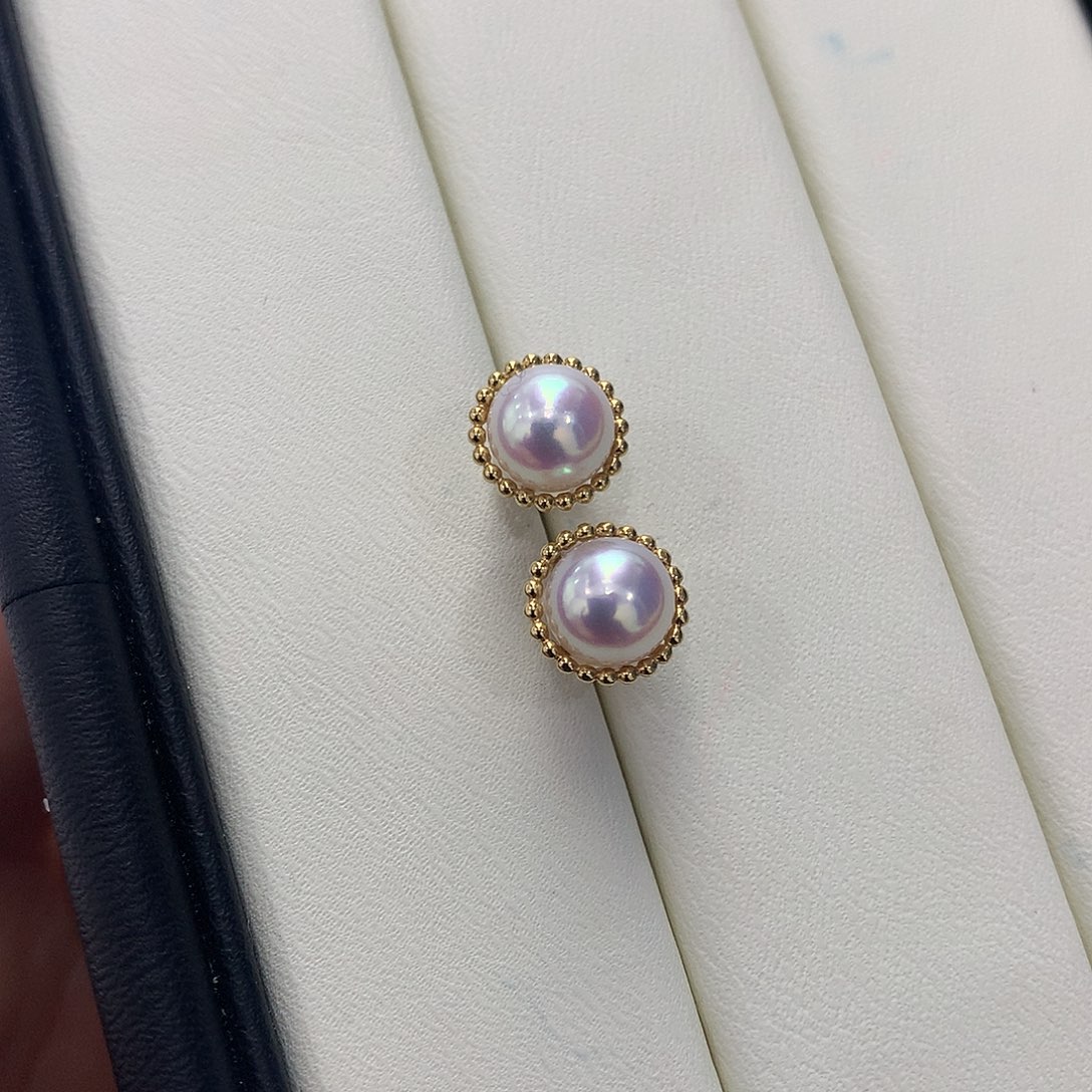 海水珍珠耳饰18K金镶嵌Akiya6.5-7