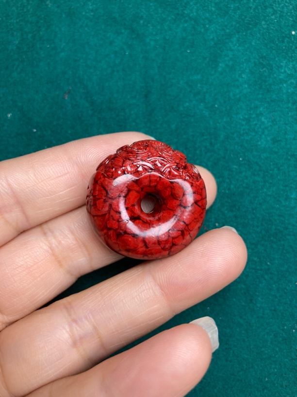 含辰砂工艺品【保真朱砂】晶体朱砂貔貅平安扣吊坠