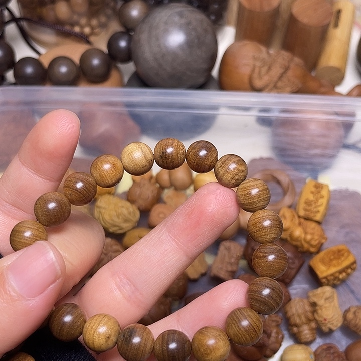檀香木手串/手链老山檀香1.0/19单圈横纹虎皮沉