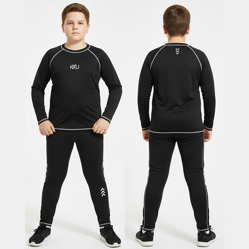 加肥儿童训练服 胖宝加大码跑步蓝球足球运动打底速干衣 男童大童