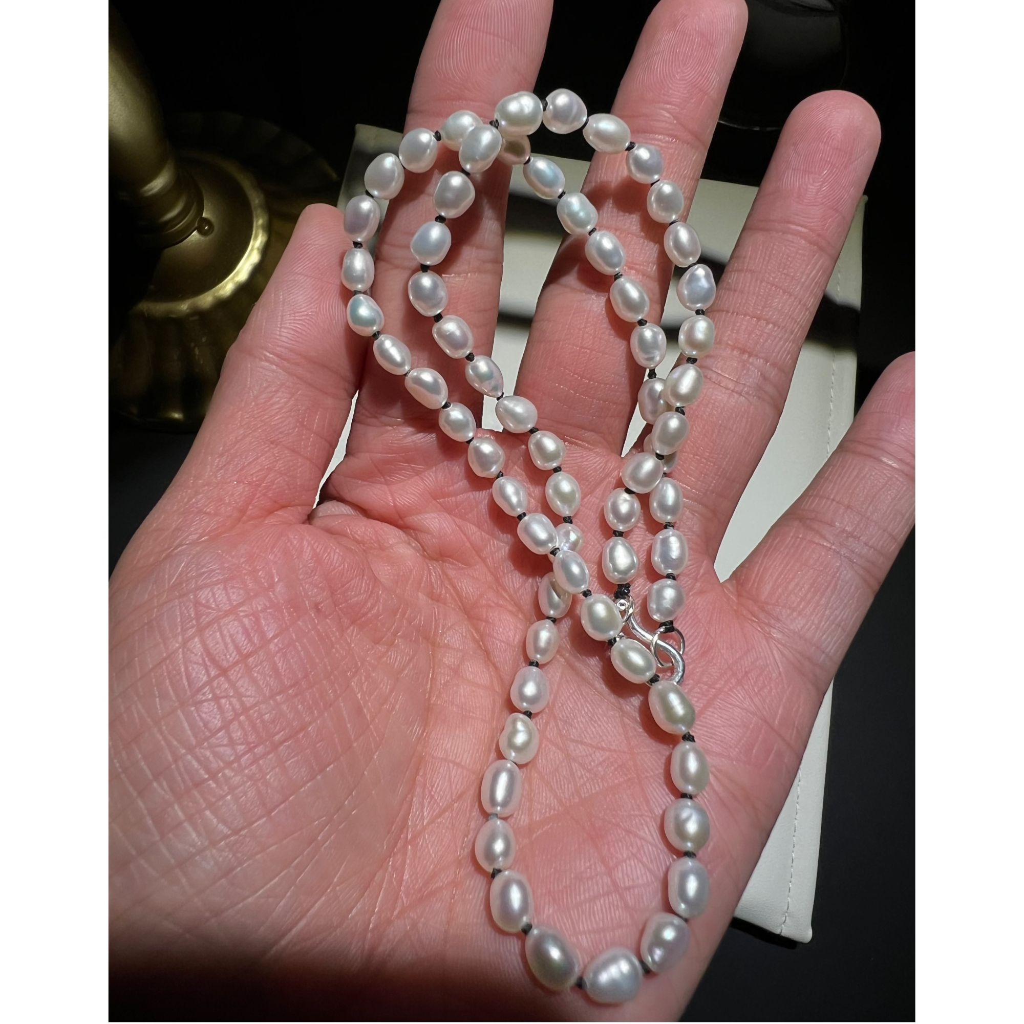 JUNMU小巴洛克异形珍珠项链百搭迷你颈链黑色绳结复古高级锁骨链