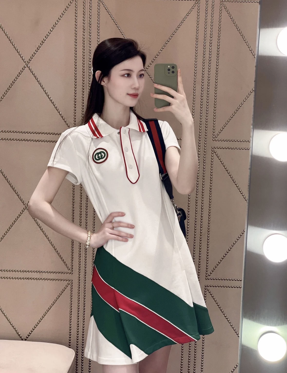 95新 GUCCI/古驰 Tsan0043/古驰/Gucci/徽标logo连衣裙/尺码XL