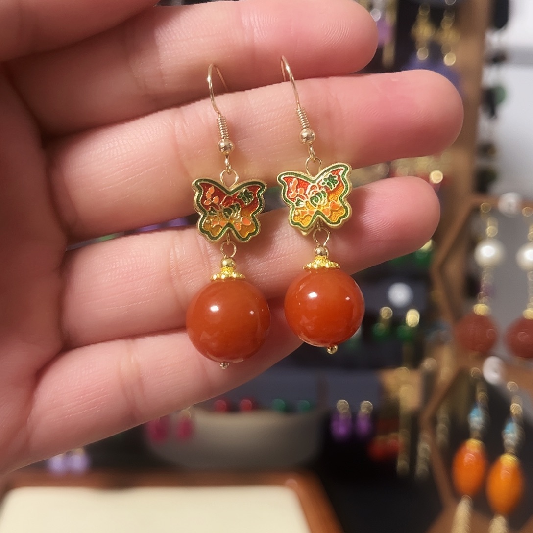 锆石纯铜925银耳饰