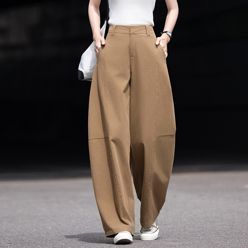 咖色弯刀裤女2025新款夏季轻薄休闲裤子宽松bf慵懒风香蕉长裤百搭