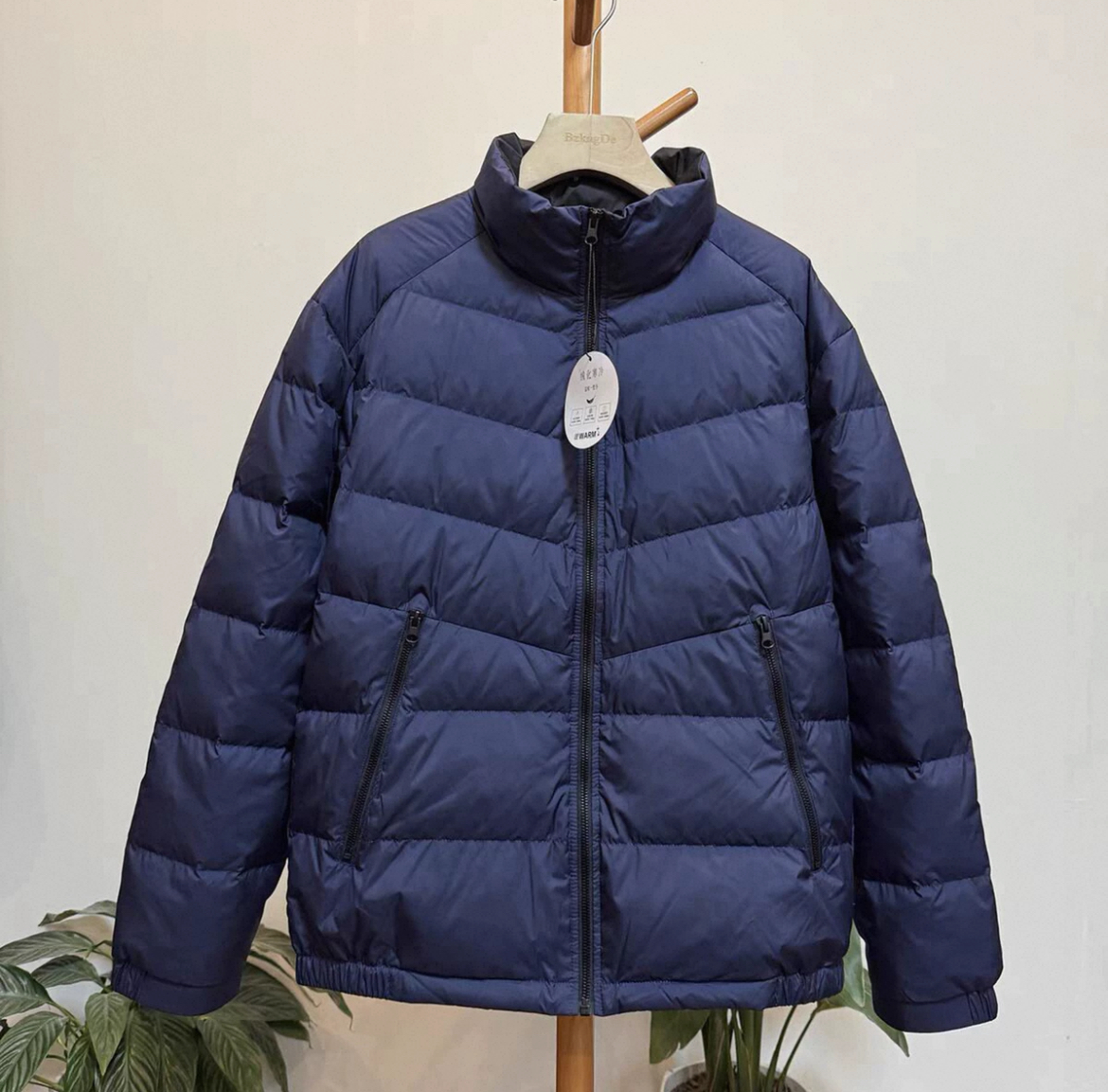  【轻薄藏青色】撤柜H家剪标拉链绒子冬季男士外套羽绒服连帽