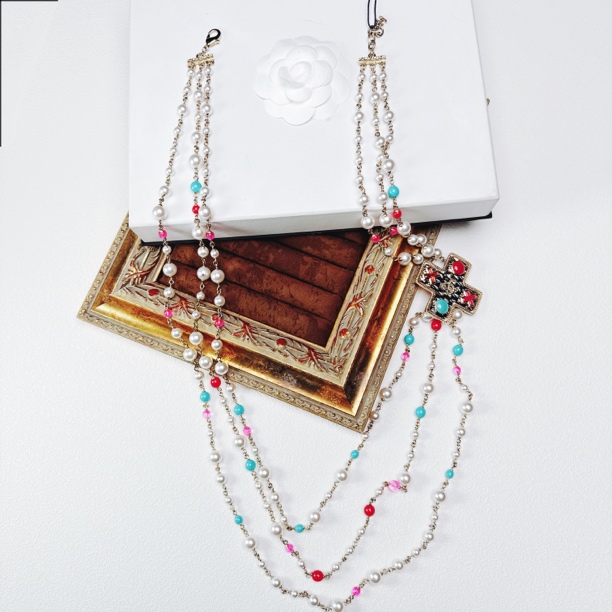 95新 Chanel/香奈儿 柚礼中古/香奈儿马卡龙珍珠项链lj512011