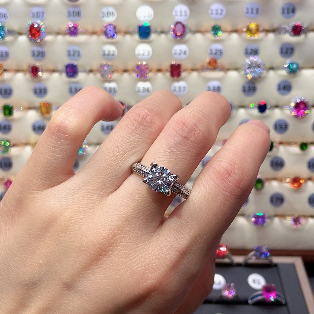 莫桑石非金属20圈闭口戒指