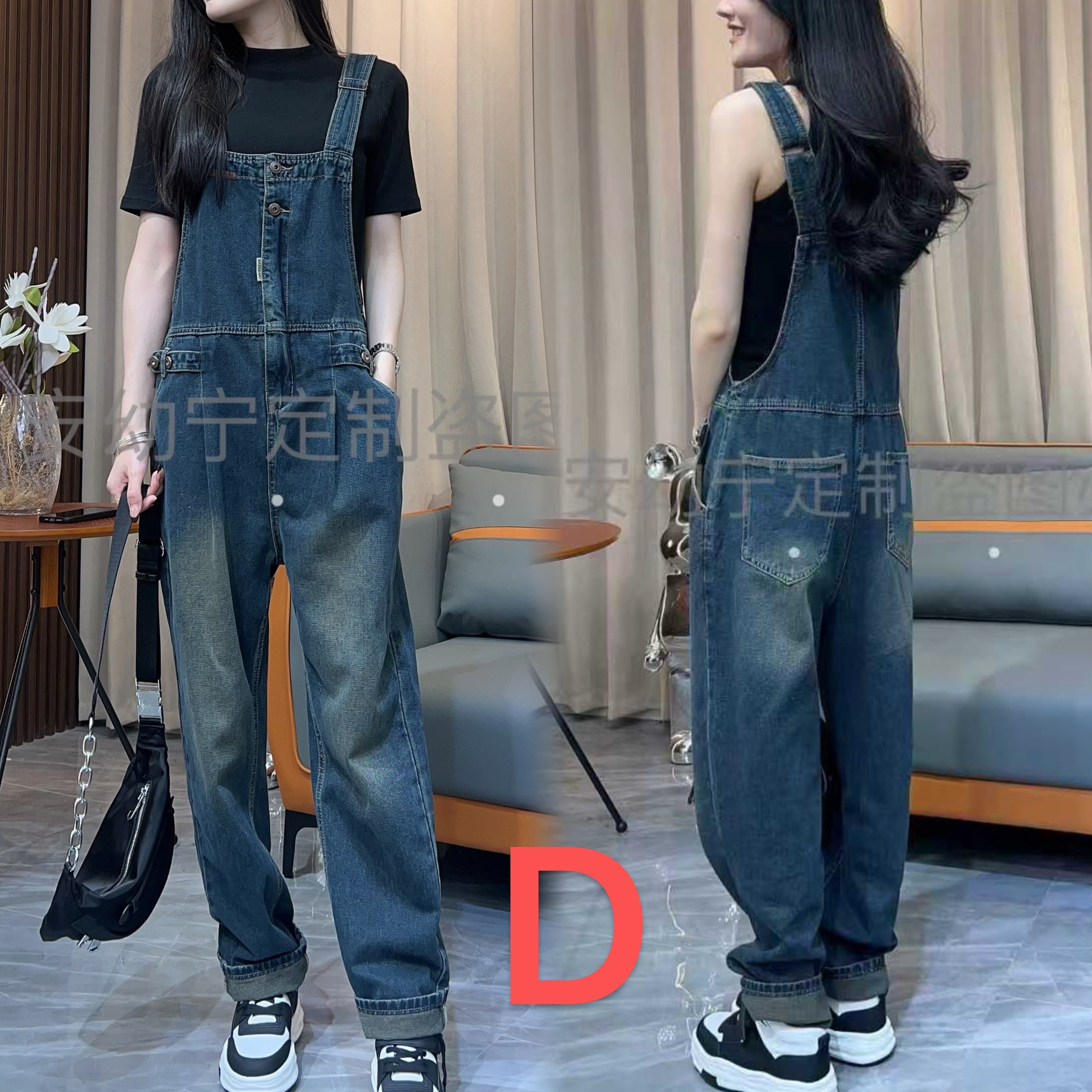 直筒裤阔腿裤破洞做旧磨破牛仔裤直筒小脚长裤宽松