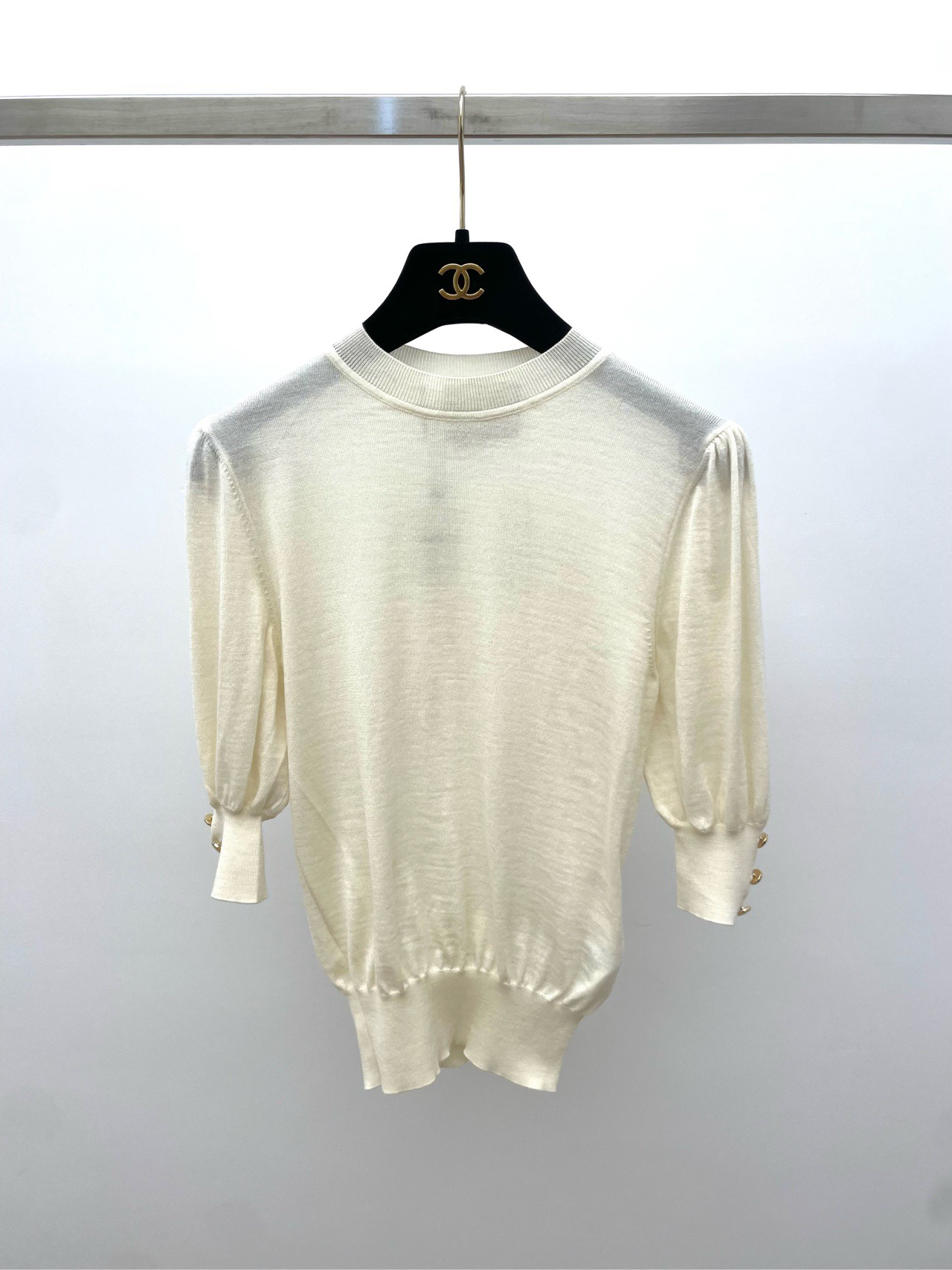 99新 GUCCI/古驰 象牙白针织打底衫 xs码