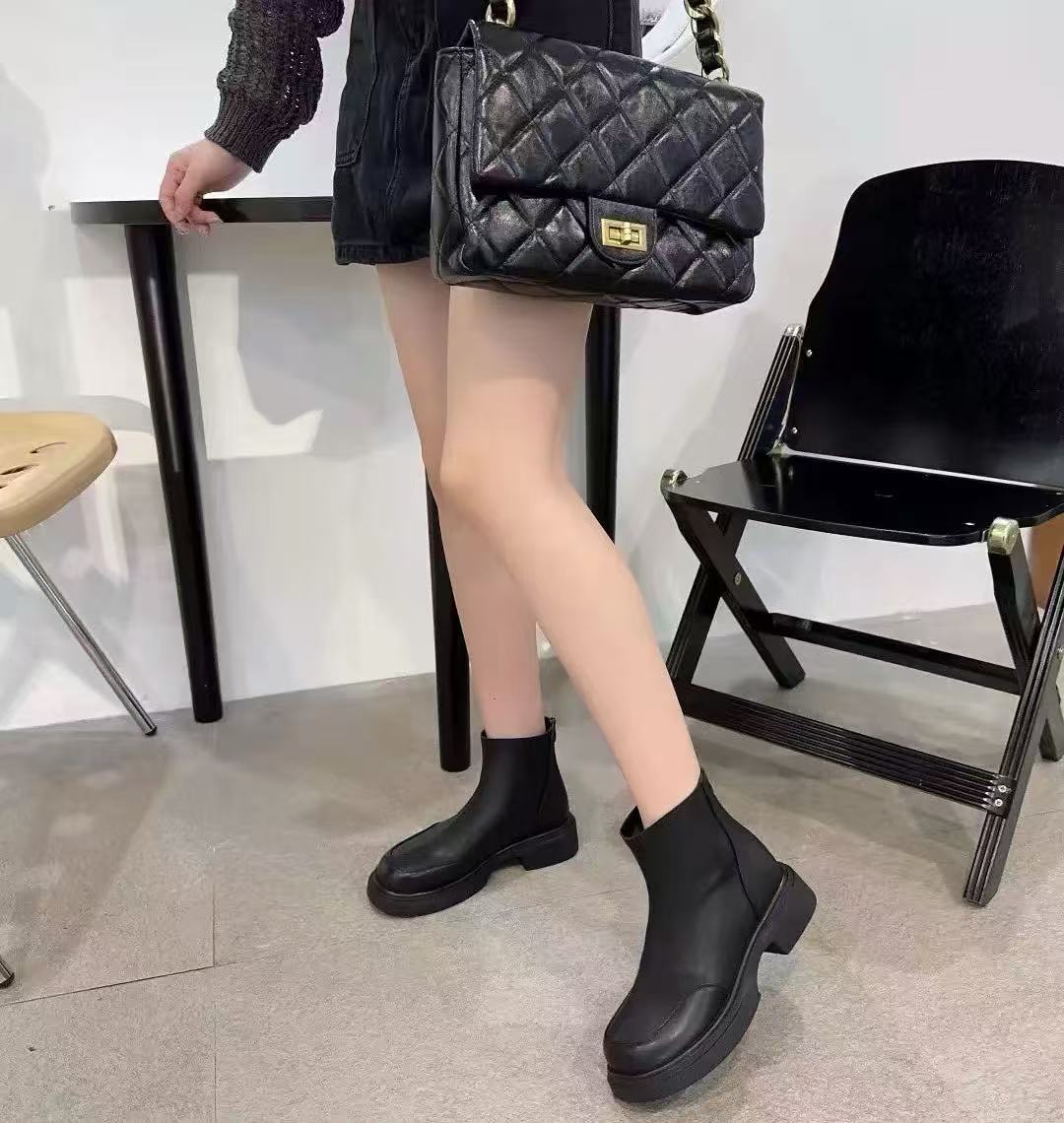 秋冬季防滑秋季拉链复古港风短靴时装靴英伦风百搭