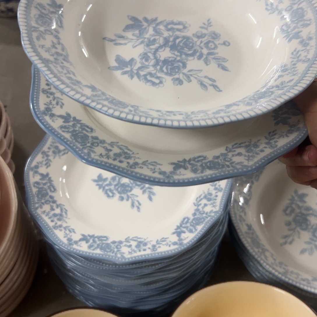 搪瓷微瑕蓝花一组一深一浅