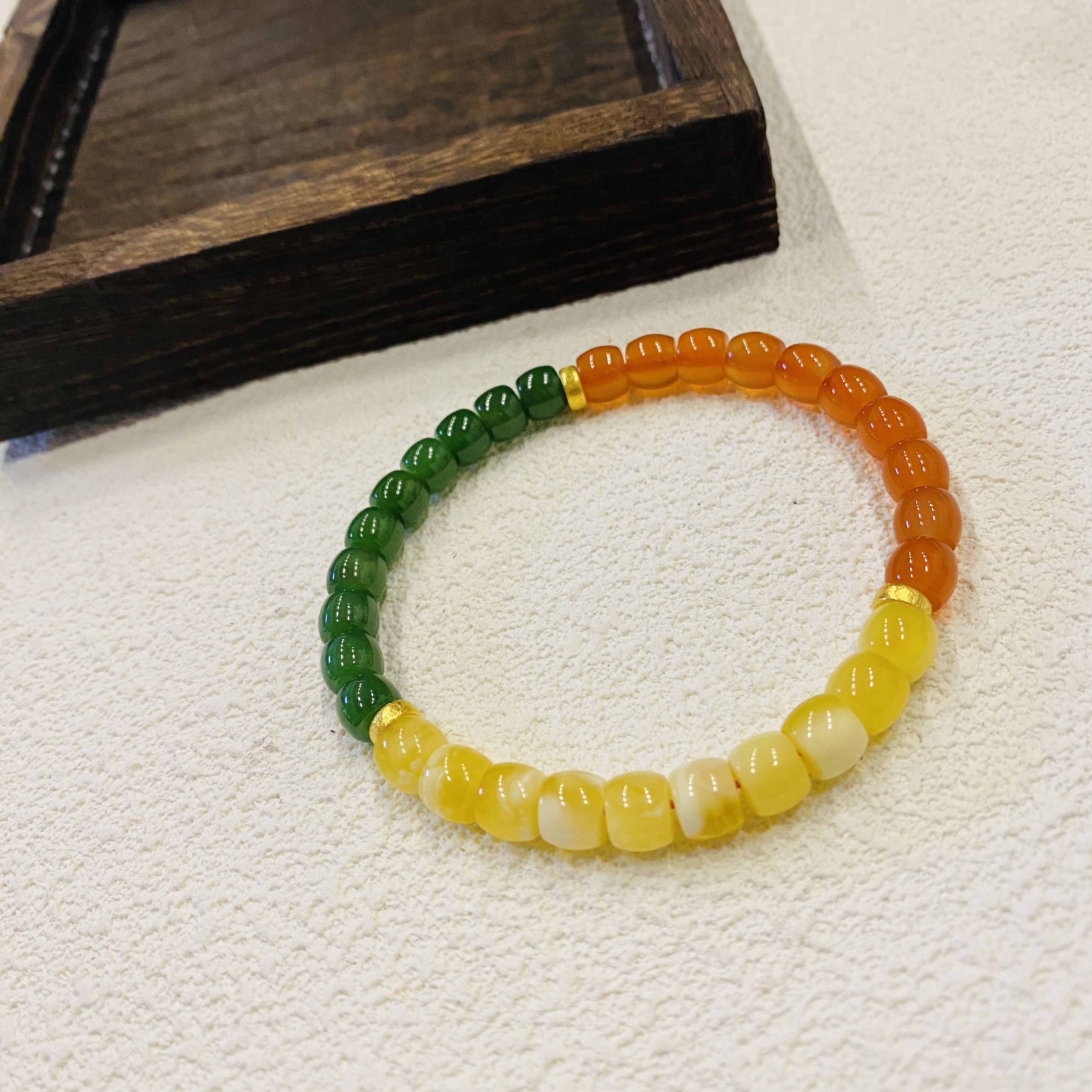 【V姐珠宝】ZH22726 保山料南红蜜蜡碧玉手串 18K金镶嵌