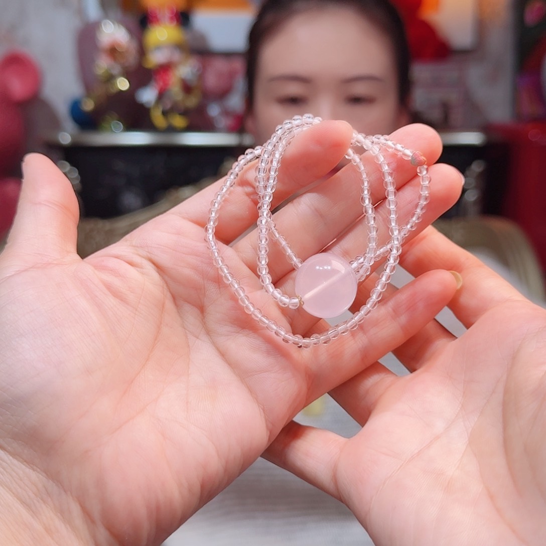 水晶项链18K金镶嵌项链