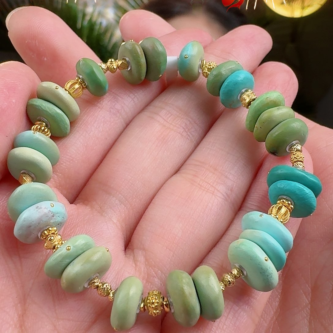 绿松石珠宝奇石18K金镶嵌