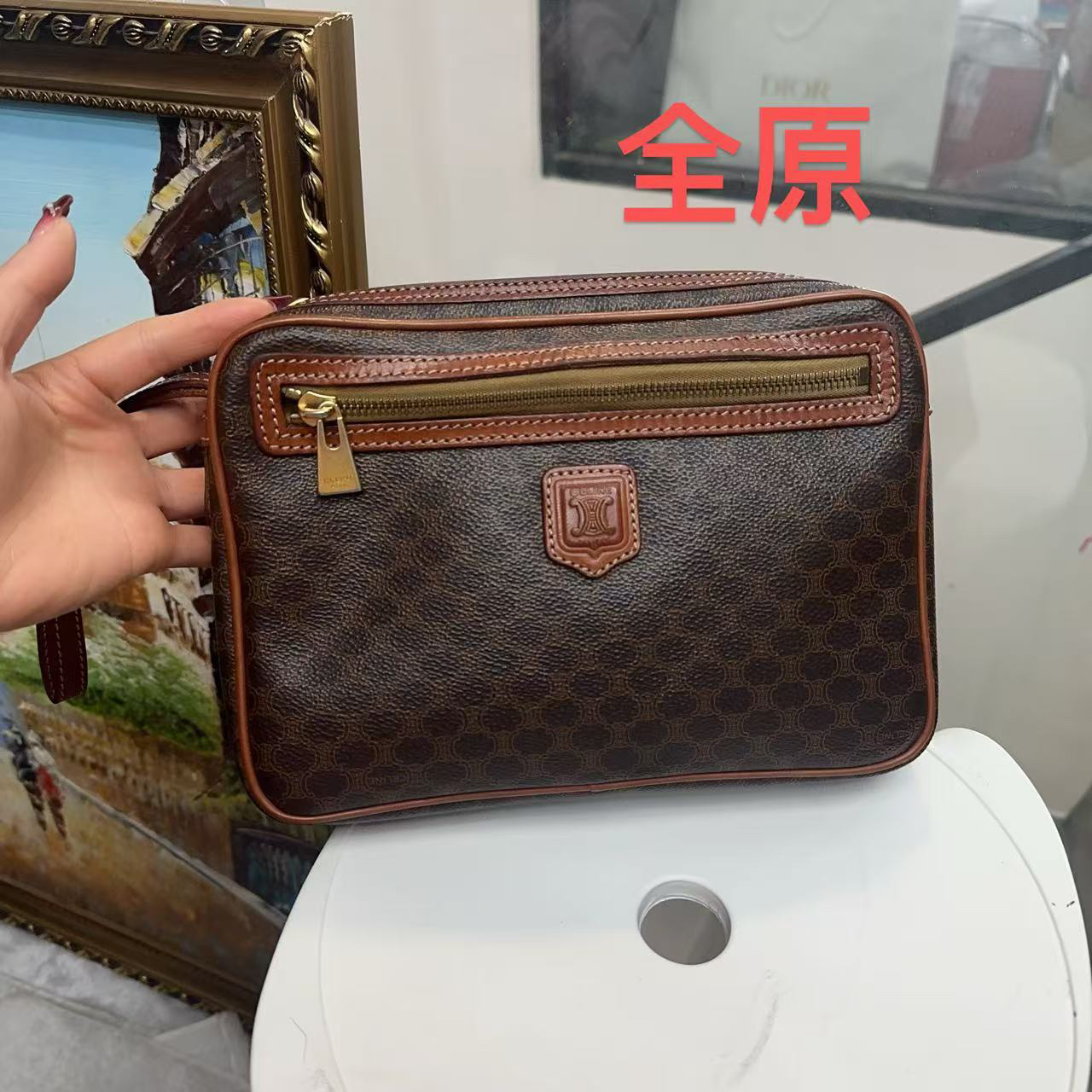 95新 Celine/思琳 老花手拿包/聪聪/95新