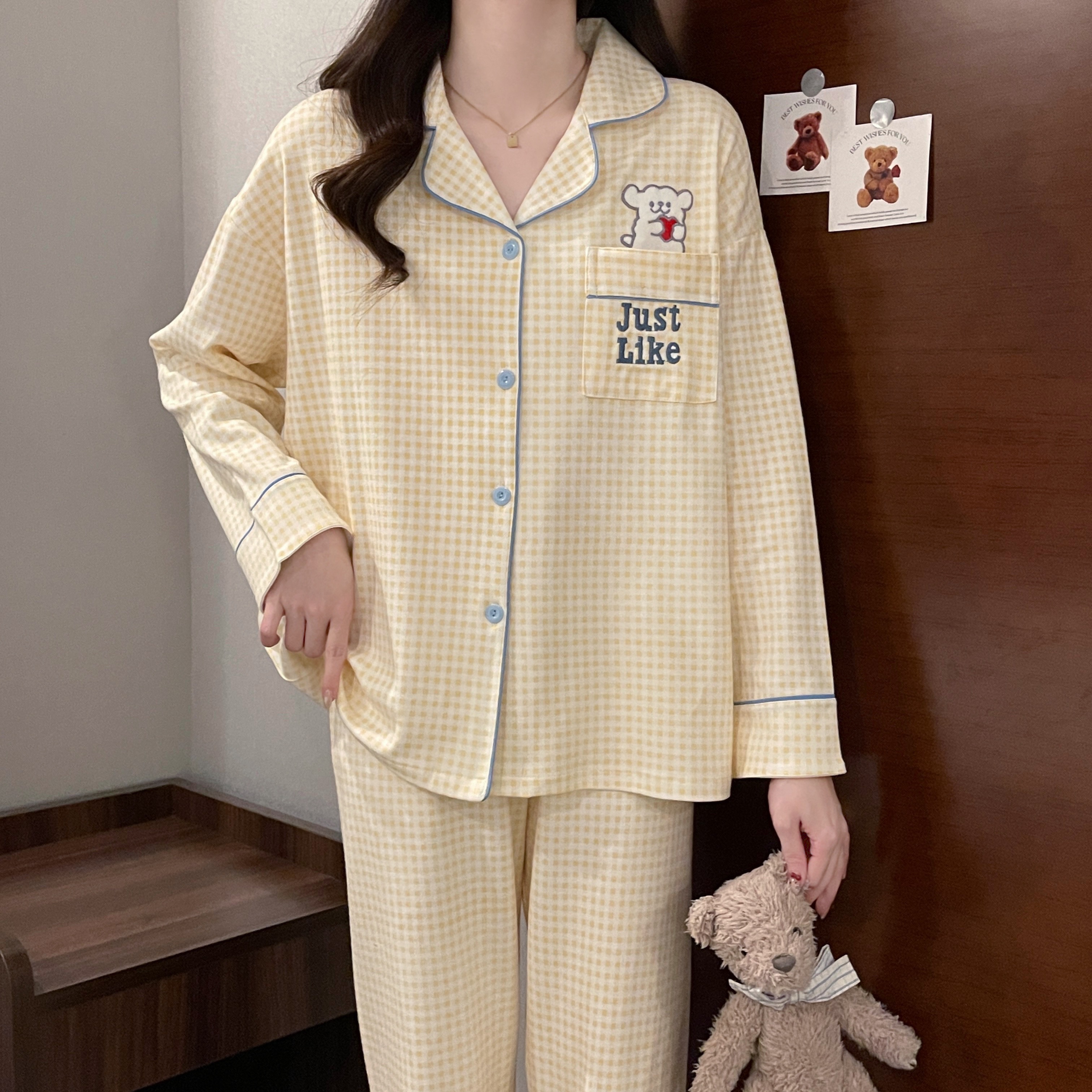 2025新款纯棉睡衣女春秋季长袖甜美宽松可外穿家居服秋冬睡衣套装