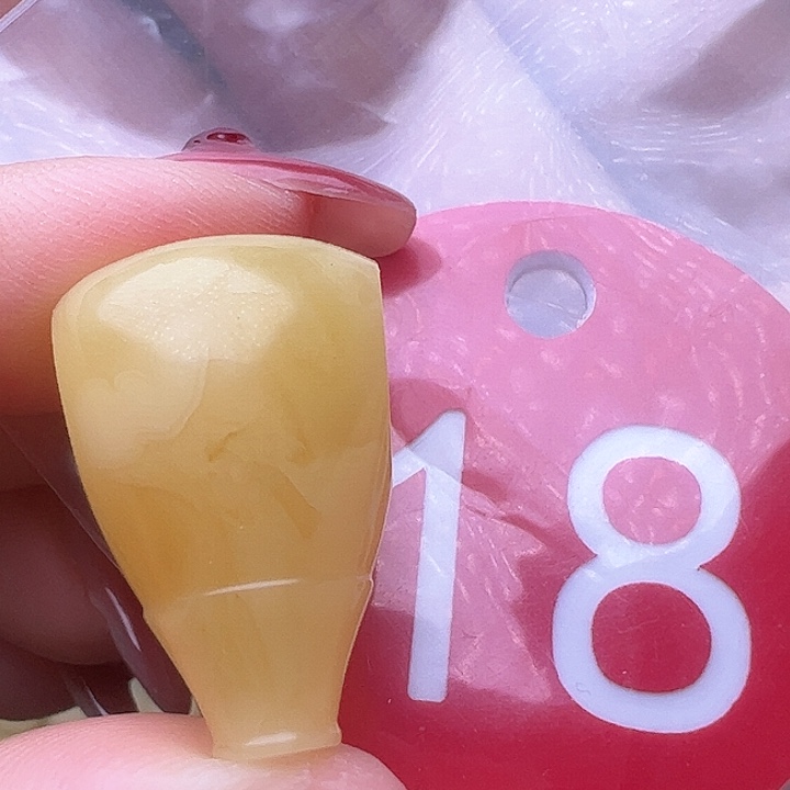 蜜蜡裸石未镶嵌微花粉 14.3mm 三通
