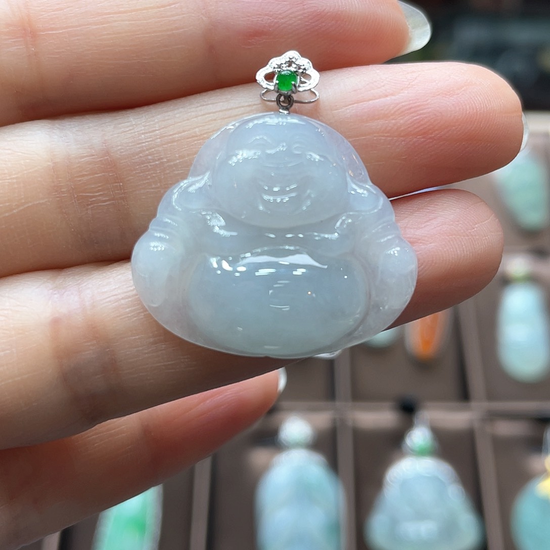 翡翠颈饰18K金镶嵌佛公