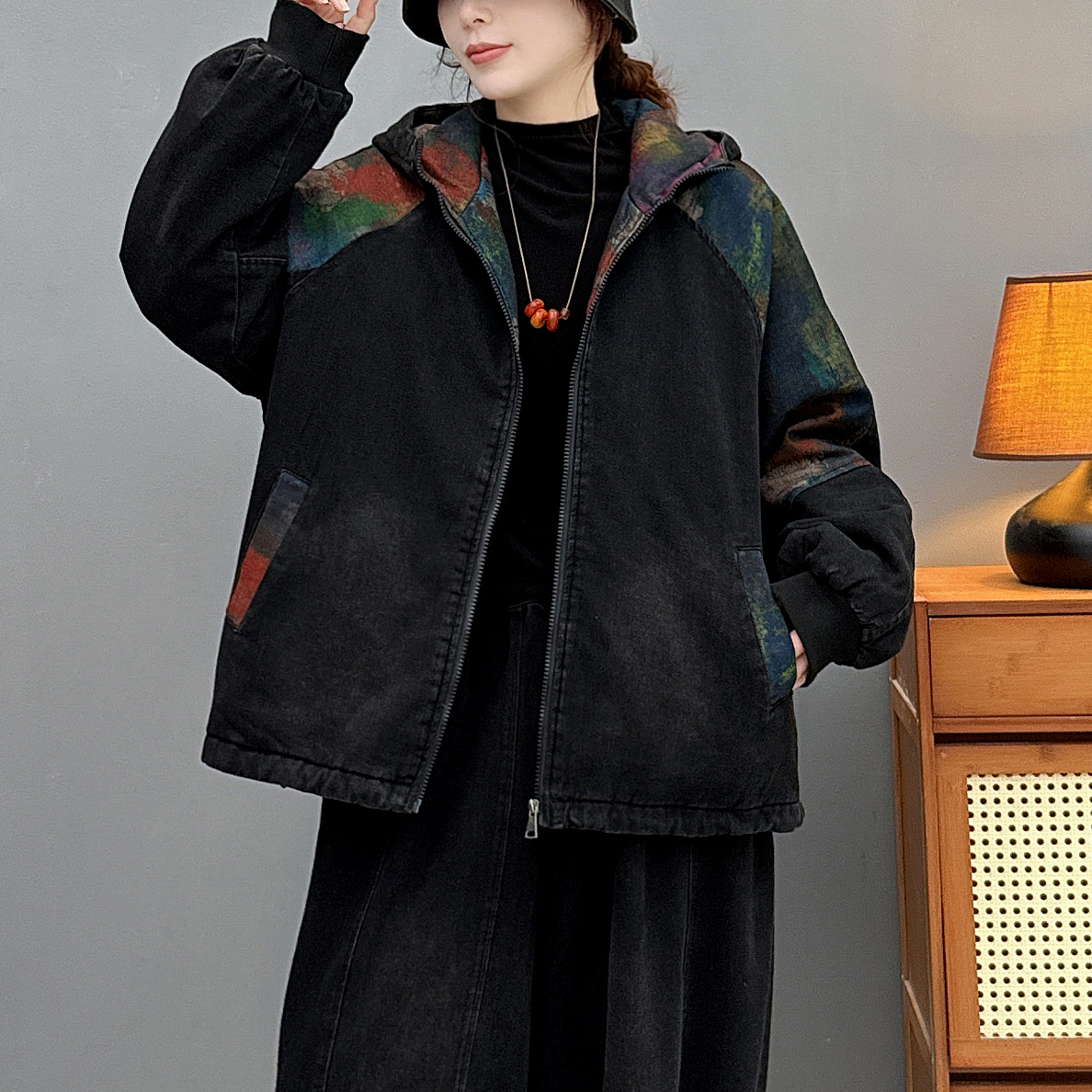 17924新款冬季加厚显瘦宽松百搭牛仔棉衣