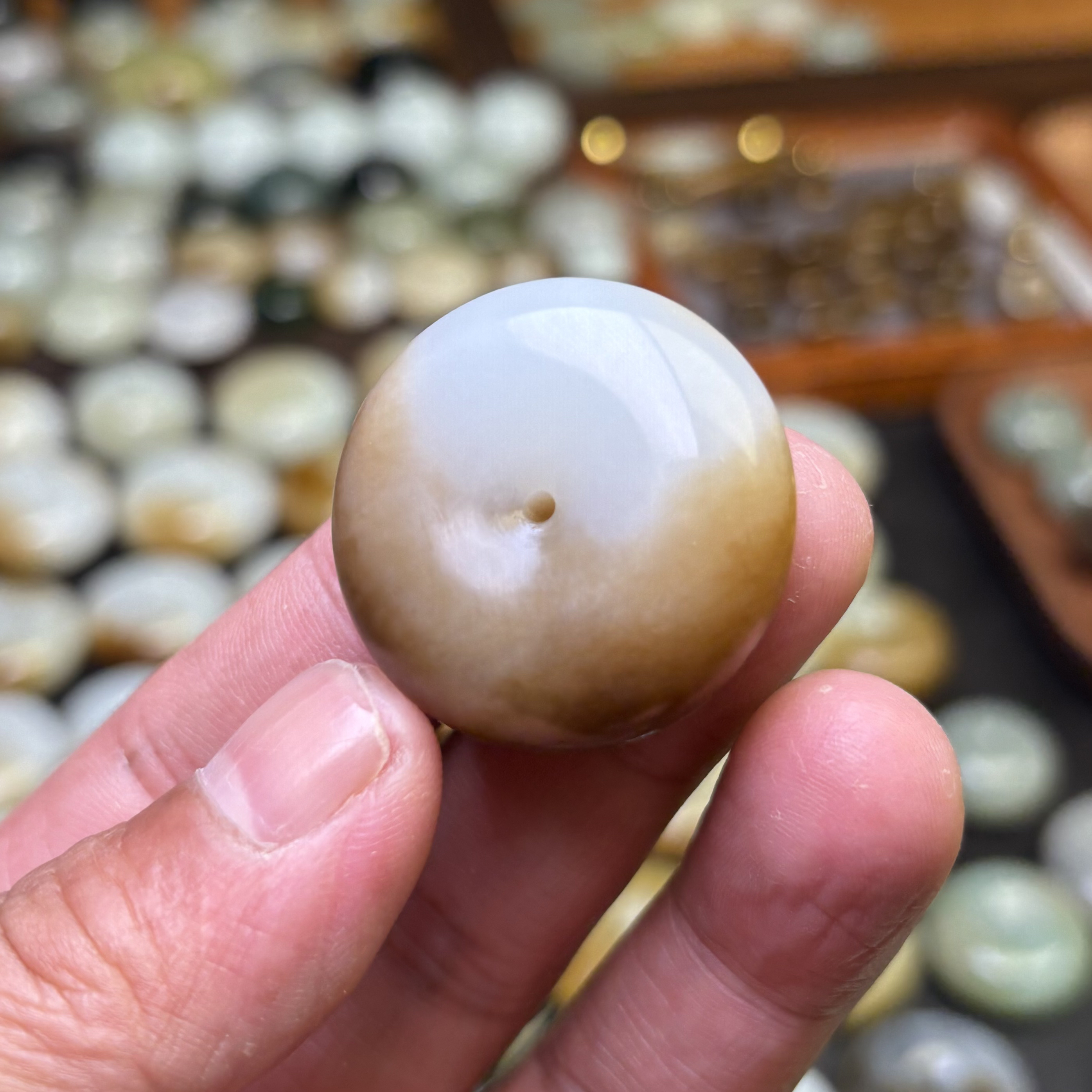 31✖️13枣红糖白玉意境糖新疆和田玉平安扣吊坠挂件细润老熟干净