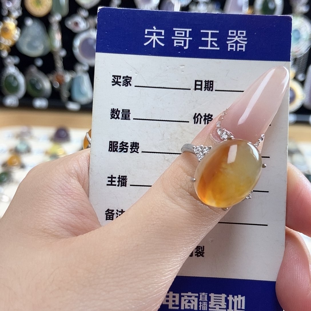 岫玉银S925镶嵌戒指晓**凤新疆西藏不包邮