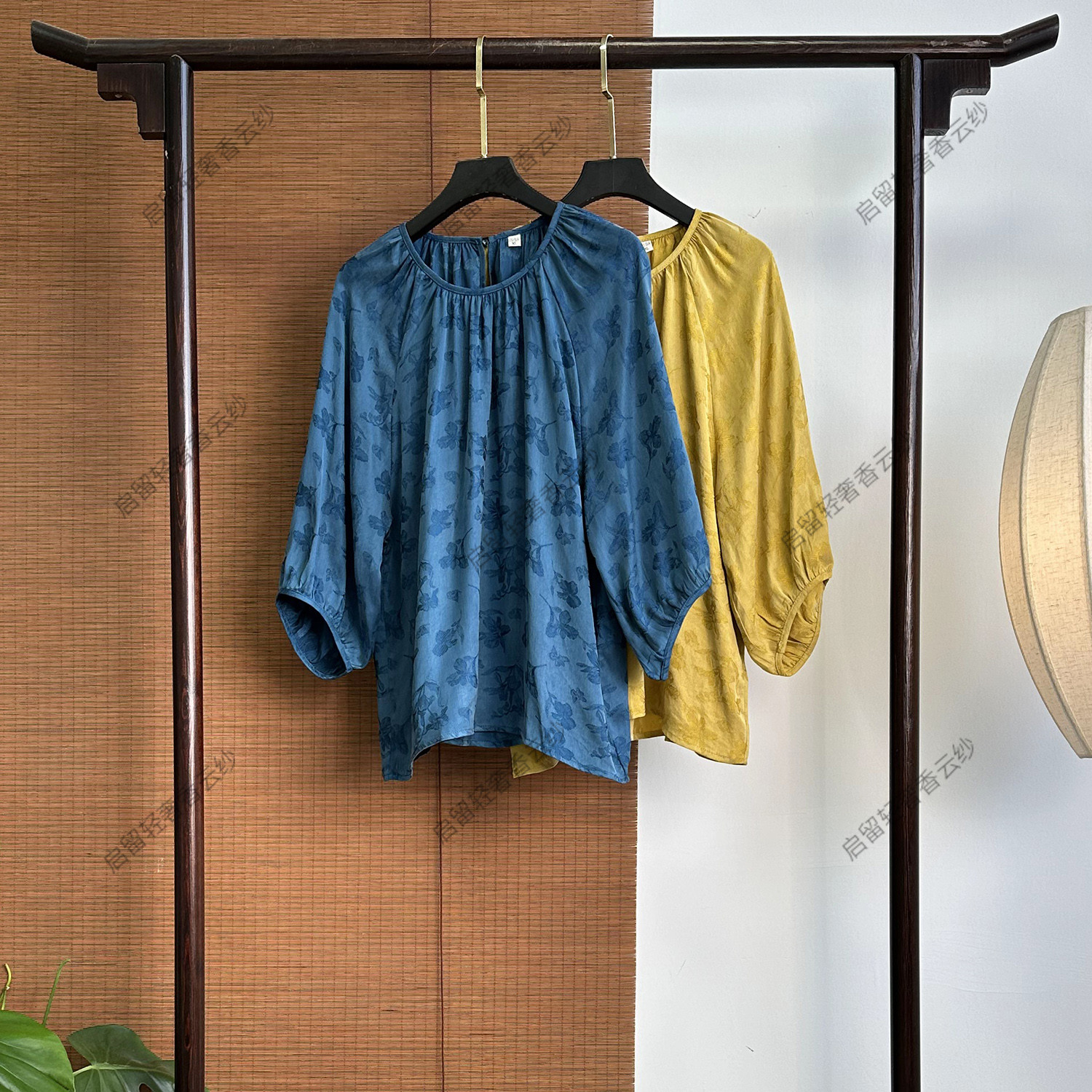 【253680】青兰花雾  新中式40姆米 雾面油缎上衣