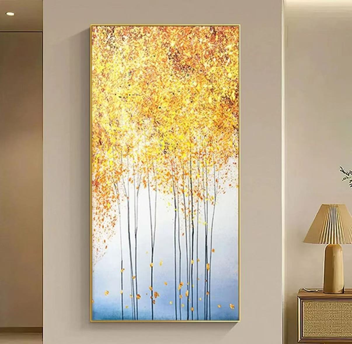 瓷镶钻黄金树入户玄关装饰画轻奢风走廊过道挂画黄金树80160