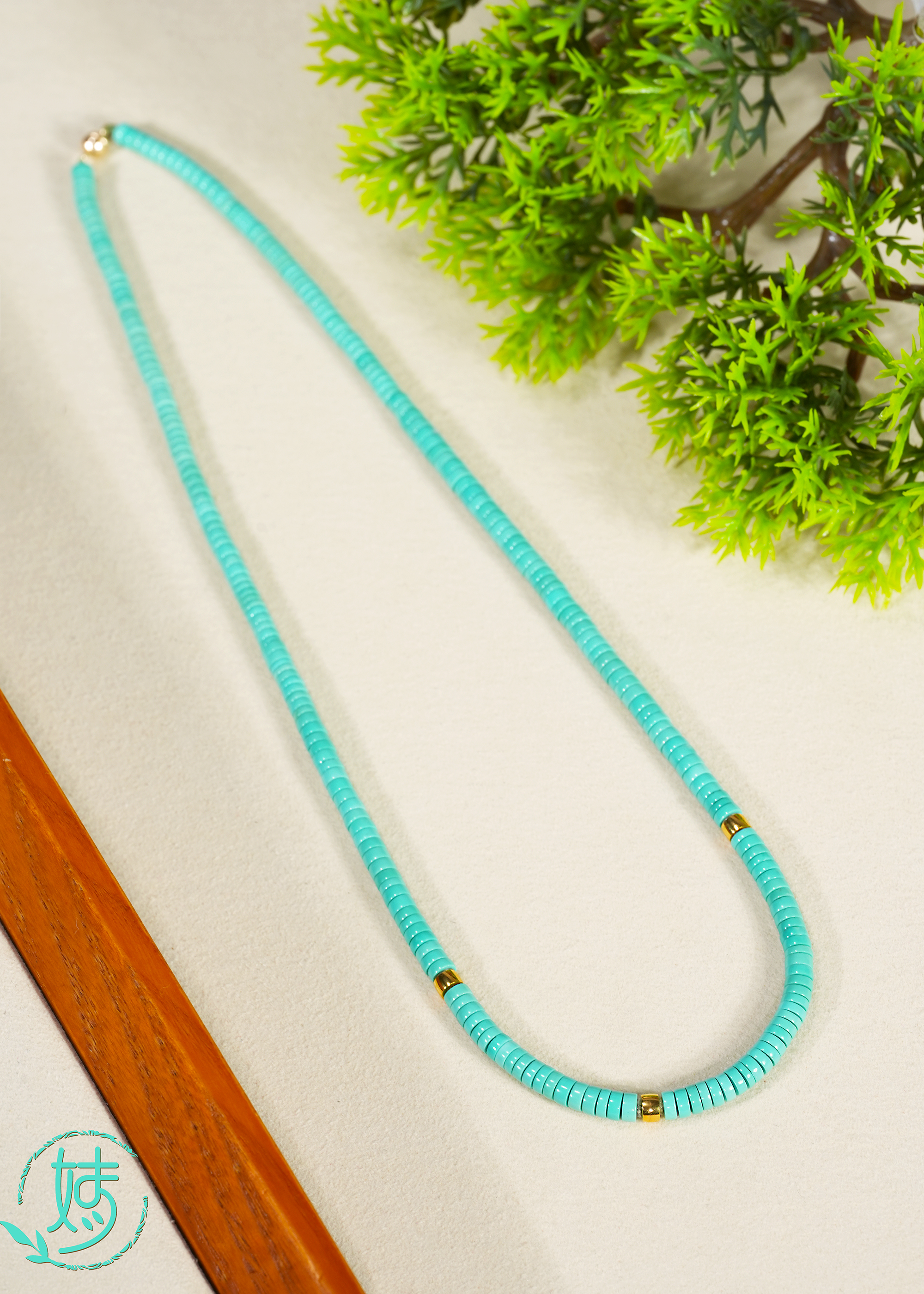 【婧婧精选】传承级 · 原矿绿松石18k金DIY直切项链3mm+ 多样性发