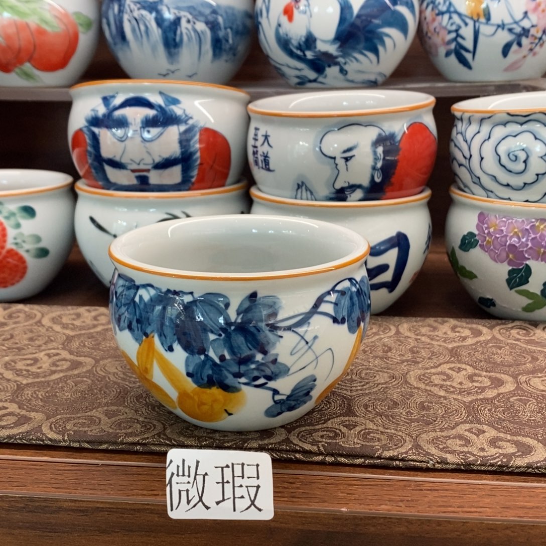 釉下手绘茶具微瑕手工绘制