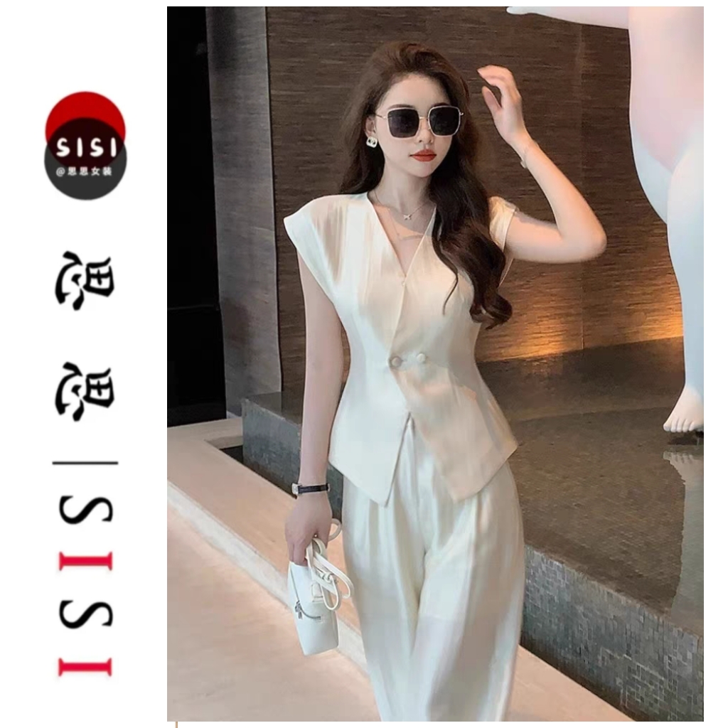 【赫本风】两件套/赫本风减龄流光套装夏季显瘦无袖马甲+裤子