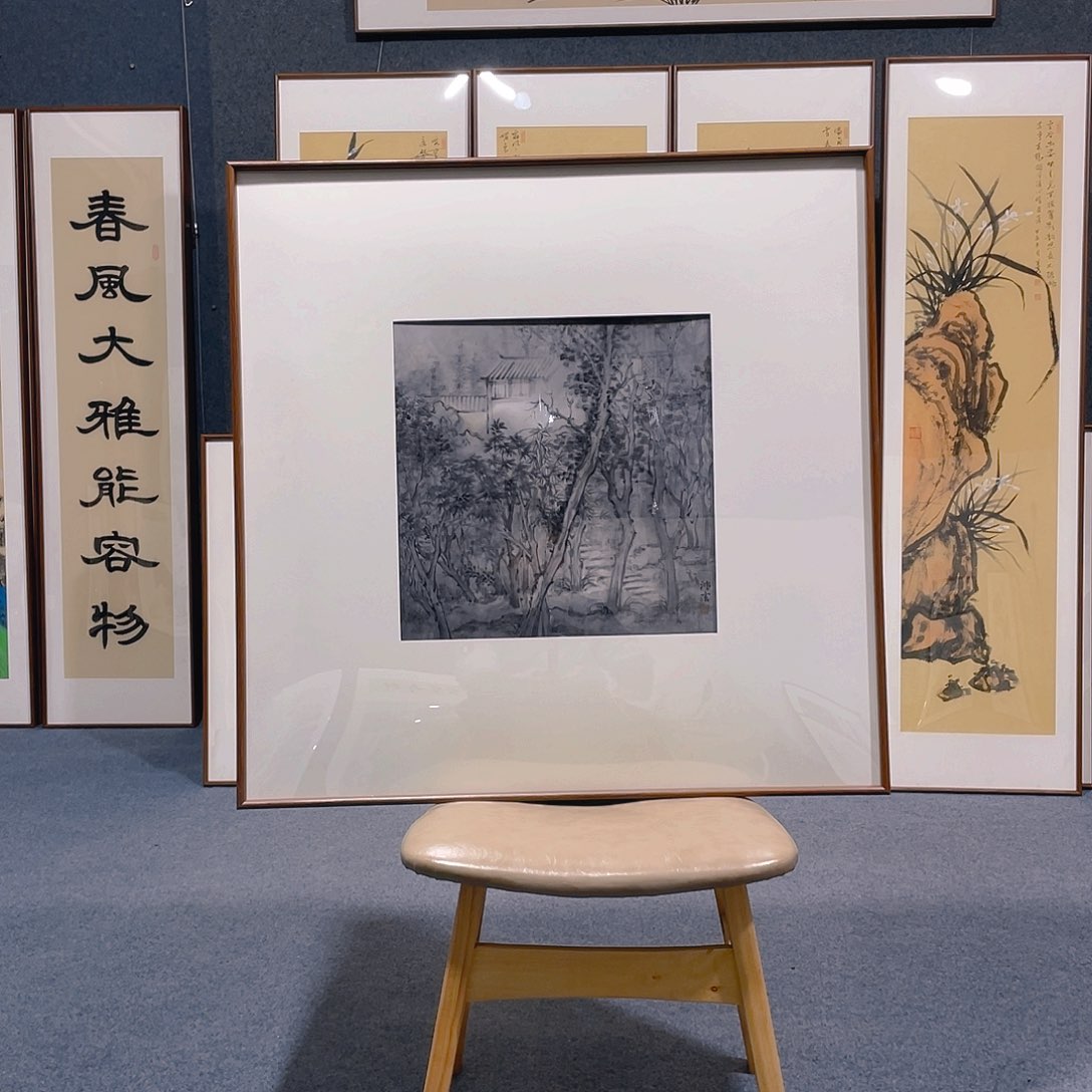 国画手绘作品带框