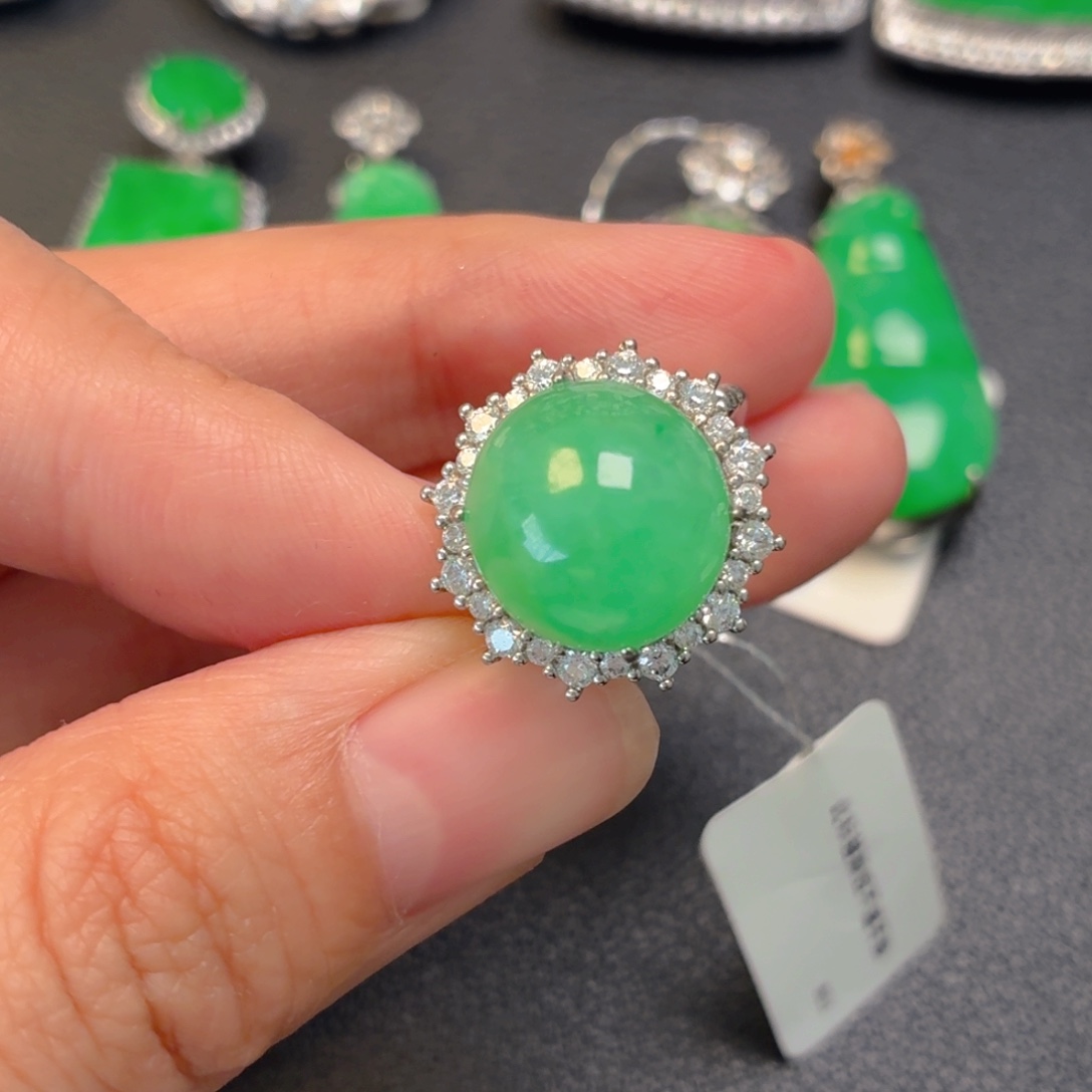 翡翠银S925镶嵌吊坠(不含链)戒指