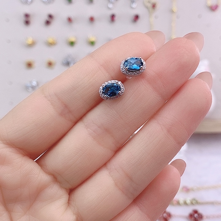 托帕石耳饰银S925镶嵌