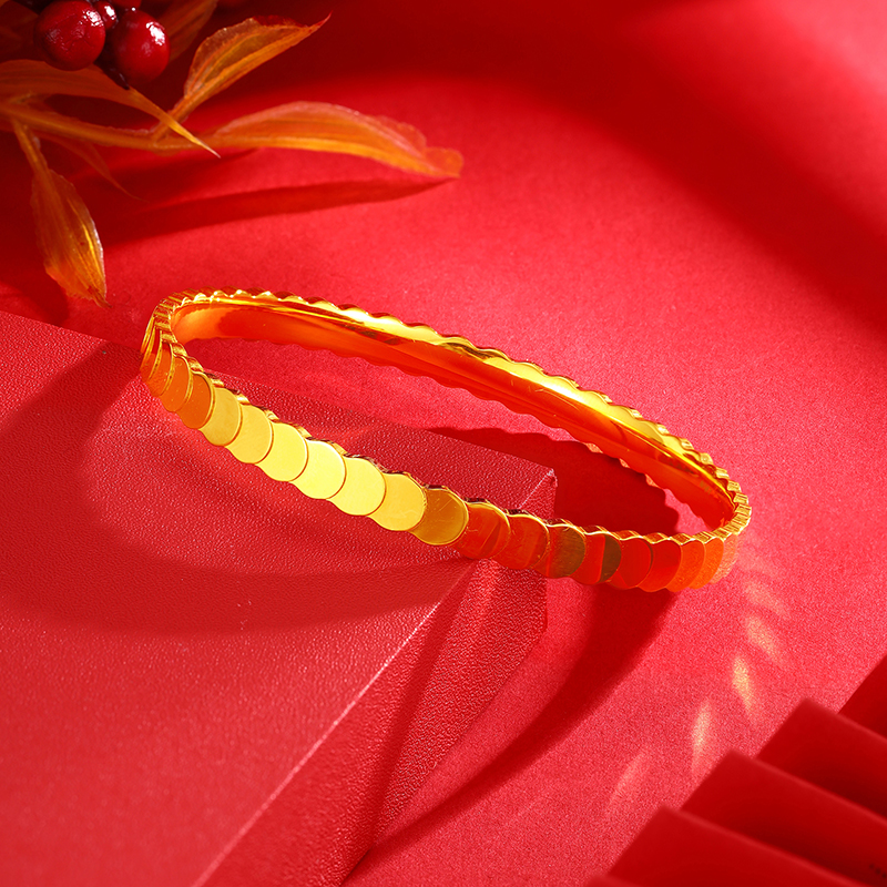 足银手镯 鱼鳞手镯高级百搭时尚气质精美手工素圈送传承礼盒925