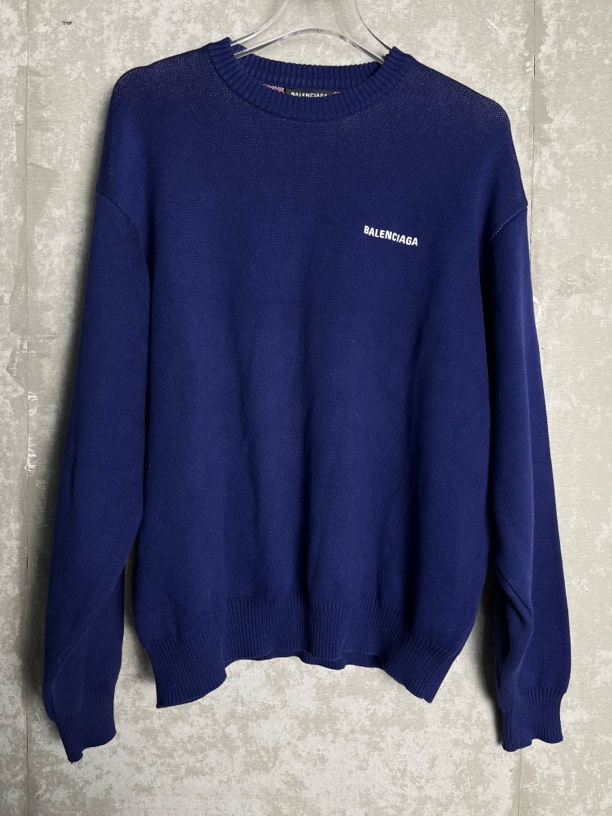 未使用 Balenciaga/巴黎世家 S*1/蓝色胸口刺绣logo毛衣/09760