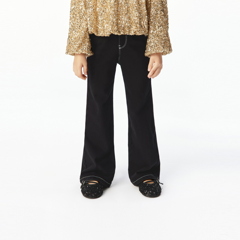 加绒littlemoco童装26春装新款女童弹力喇叭裤牛仔裤长裤明线