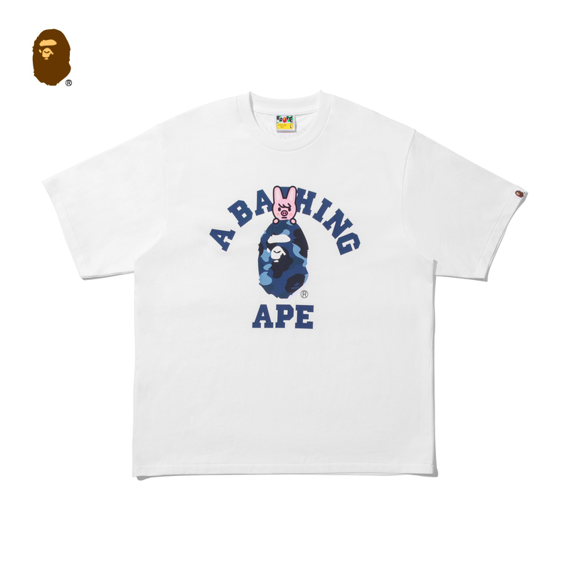 BAPE XSTRAY KIDS联名男装迷彩猿人卡通动物塑印花短袖T恤940101P