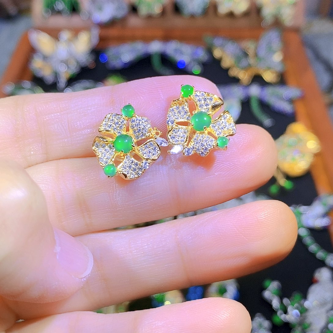 吊坠(不含链)银S925镶嵌翡翠