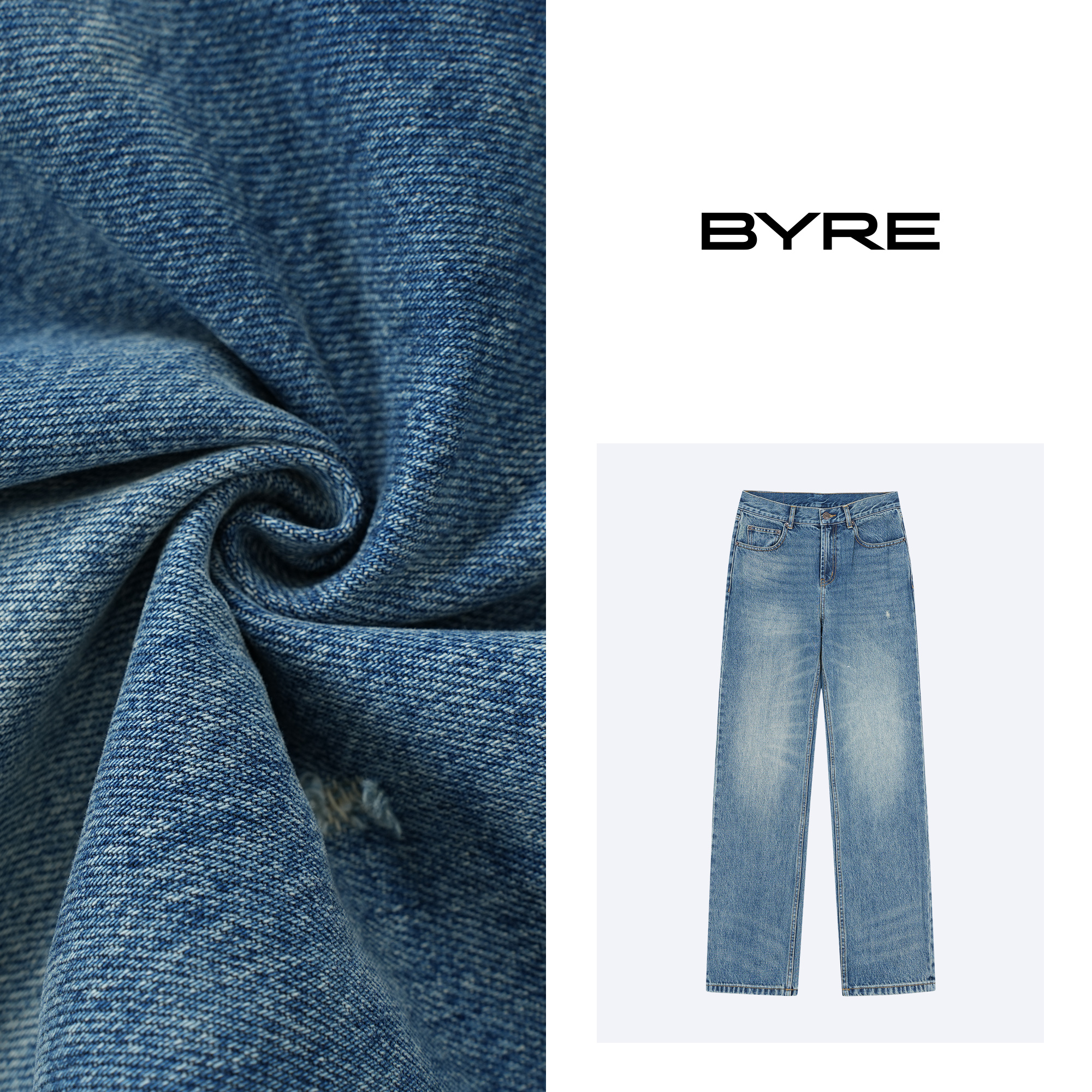 YS609 蓝色直筒牛仔裤【机洗】