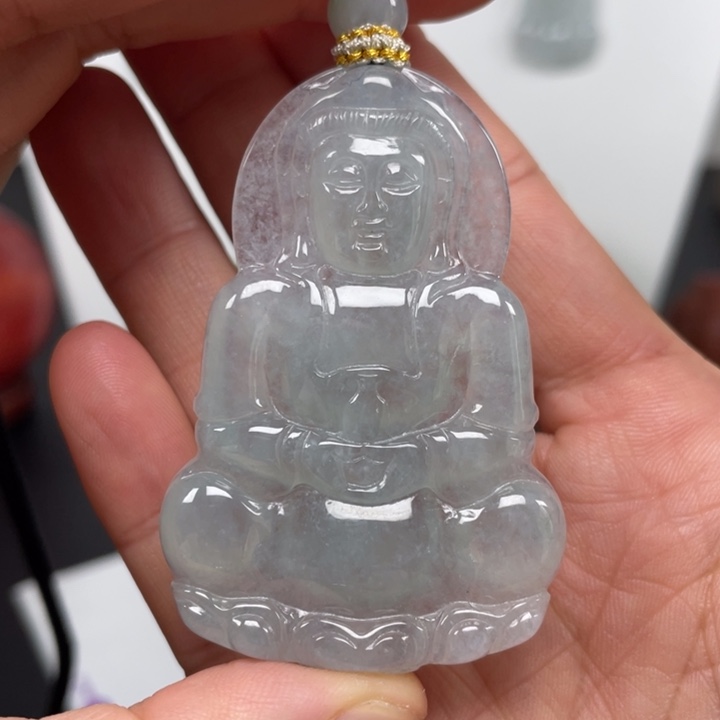 翡翠未镶嵌颈饰天然缅甸翡翠A货观音91号