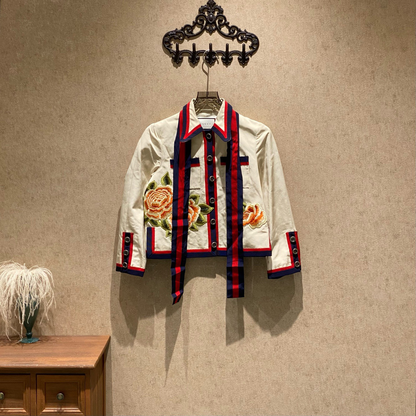 99新 GUCCI/古驰 秀款刺绣蝴蝶花卉小香风外套/42码大码/40485