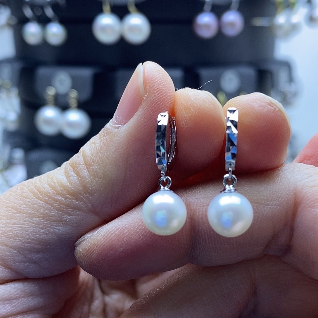 淡水珍珠耳饰银S925镶嵌
