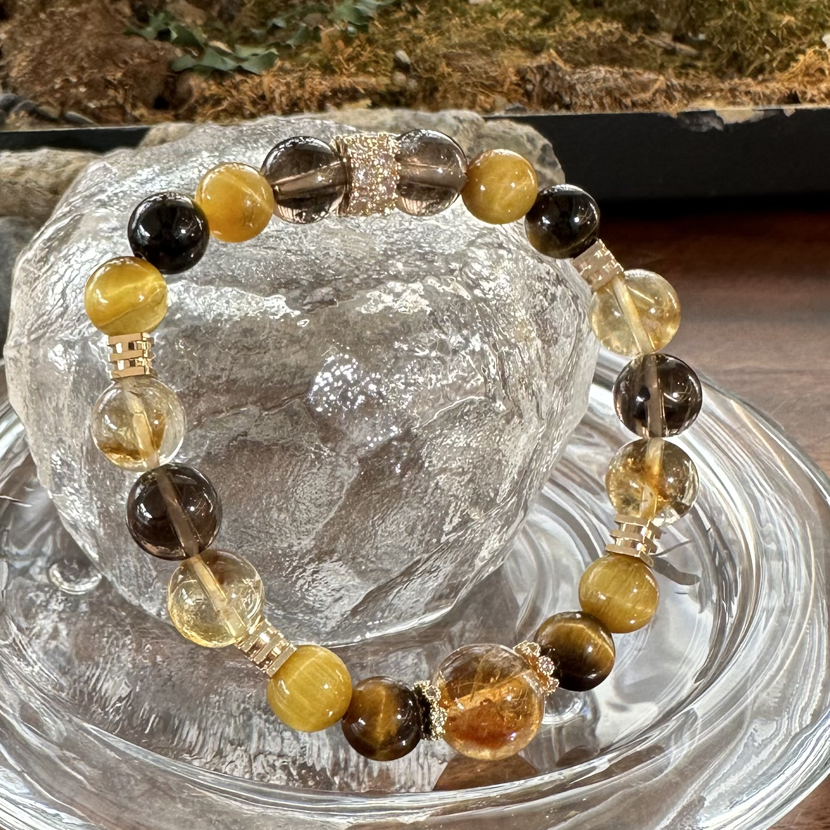 【昕禧·晶金霸】大综合天然黄塔晶手串虎眼石黄水晶手链