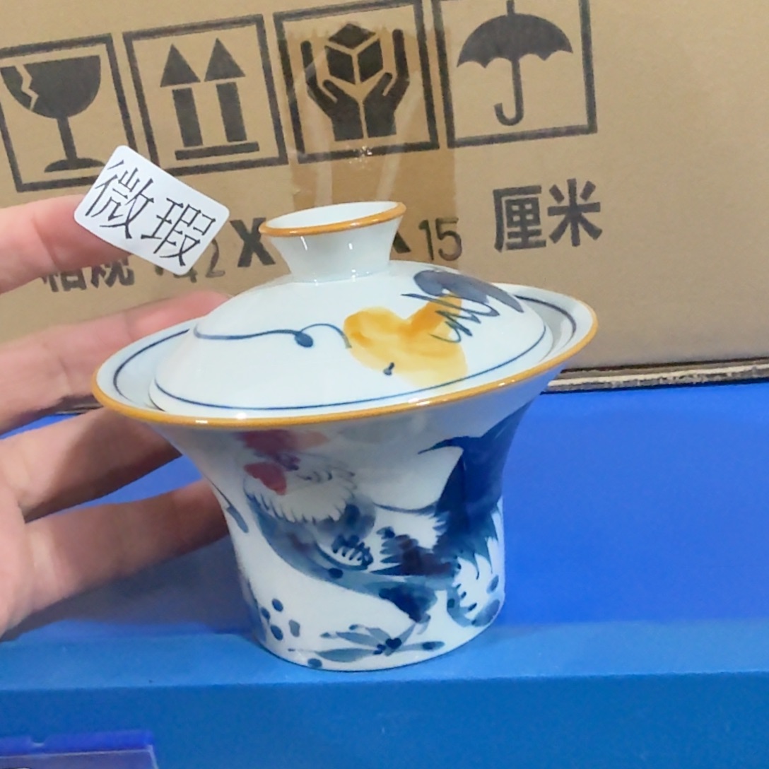 釉下手绘茶具微瑕