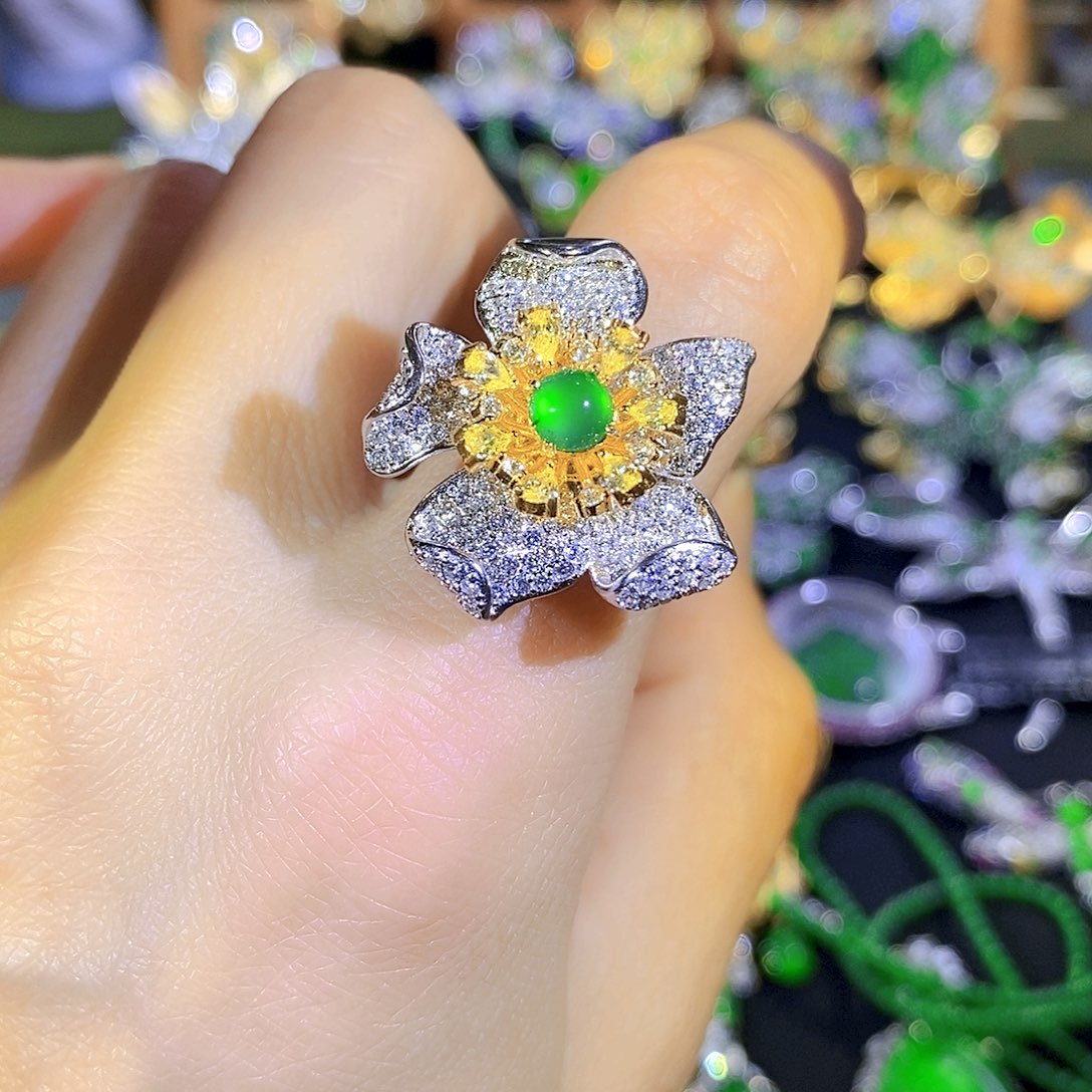 吊坠(不含链)银S925镶嵌翡翠