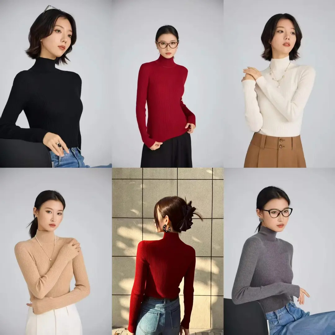 AMASS/阿玛施早秋新款5399640品质羊毛简约职场显瘦长袖针织衫女